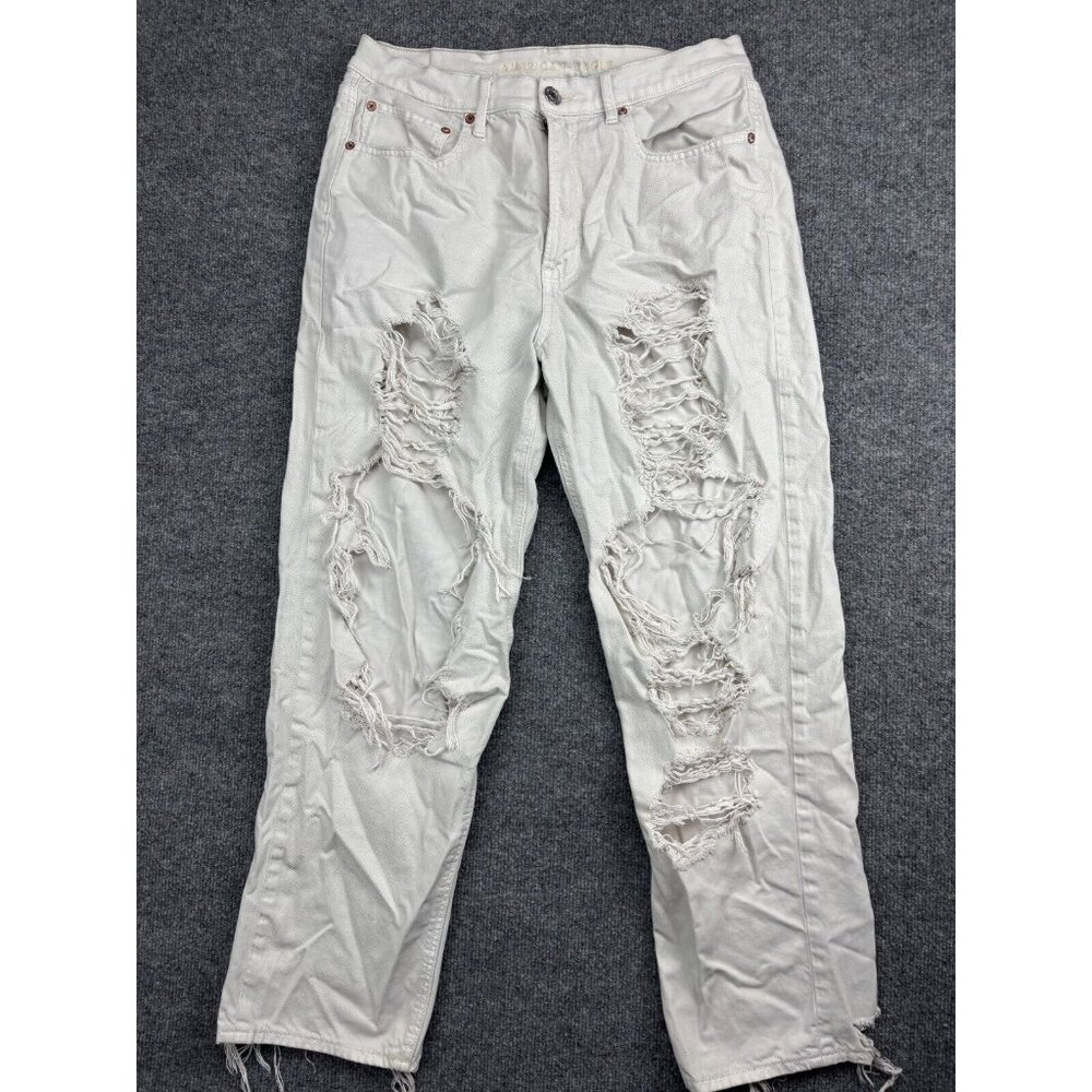 American Eagle Outfitters Distressed White Boyfriend Jeans